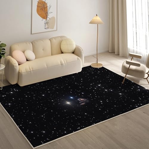YZQGLHP Galaxis Teppich Sternenhimmel Teppiche, Weich Kurzflor & Waschbar & rutschfest Fussmatte Innen, Easy Clean Teppichs 120x180 cm fürs Wohnzimmer, Schlafzimmer und Esszimmer von YZQGLHP