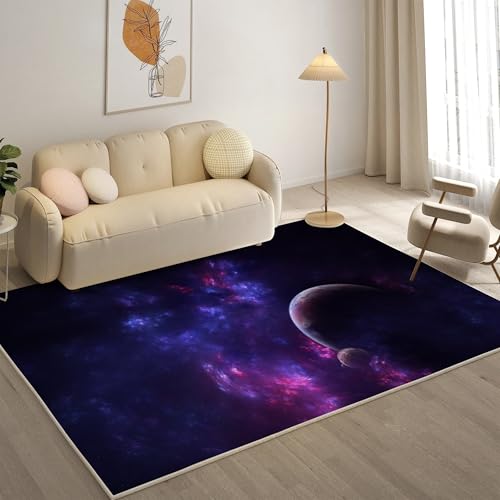 YZQGLHP Galaxis Teppich Sternenhimmel Teppiche, Weich Kurzflor & Waschbar & rutschfest Fussmatte Innen, Easy Clean Teppichs 60x90 cm fürs Wohnzimmer, Schlafzimmer und Esszimmer von YZQGLHP