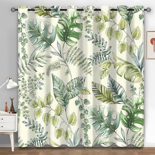 YZQGLHP Gardinen Blatt Vorhänge H145 x B135 cm Anlage Verdunklungsvorhänge 2er Set Schiebe Schallschutz Polyester Vorhang mit Ösen für Schlafzimmer Wohnzimmer von YZQGLHP