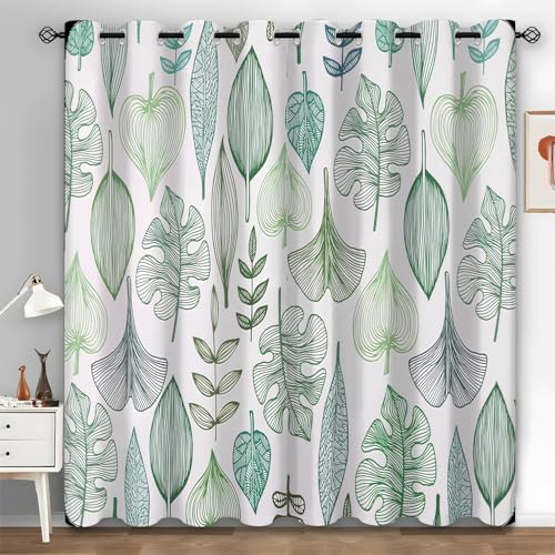 YZQGLHP Gardinen Ginkgo Biloba Vorhänge H145 x B135 cm BläTter Verdunklungsvorhänge 2er Set Schiebe Schallschutz Polyester Vorhang mit Ösen für Schlafzimmer Wohnzimmer von YZQGLHP
