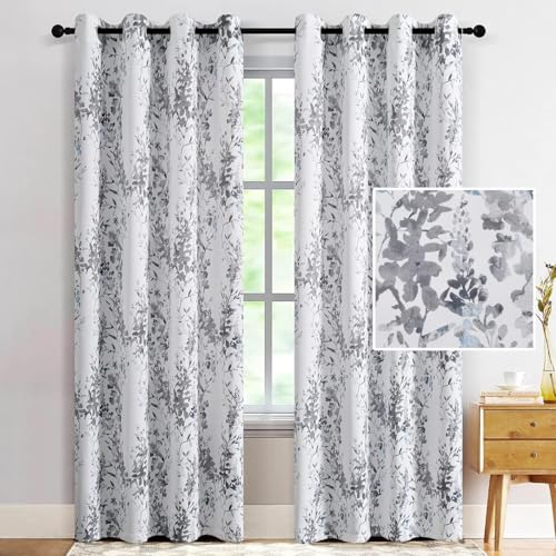 YZQGLHP Gardinen Grau Vorhänge Drucken Verdunklungsvorhänge Schiebe Schallschutz Vorhang mit Ösen für Schlafzimmer Wohnzimmer H245 x B140 cm 2 teiliges Set von YZQGLHP