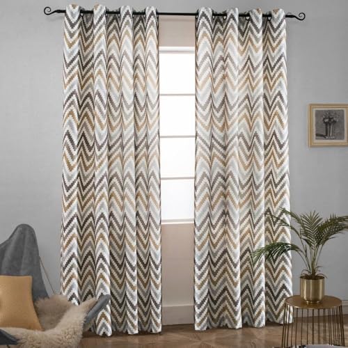 YZQGLHP Gardinen Streifen Verdunklungsvorhänge Mode Gardine 3D Gedruckt Schallschutz Vorhang für Wohnzimmer Schlafzimmer H175 x B140 cm 2 teiliges Set mit Ösen von YZQGLHP
