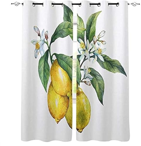 YZQGLHP Gardinen Zitrone Vorhänge Blatt Verdunklungsvorhänge Schiebe Schallschutz Polyester Vorhang mit Ösen für Schlafzimmer Wohnzimmer H220 x B140 cm 2er Set YZQGLHP Gardinen Zitrone Vorhänge Blatt Verdunklungsvorhänge Schiebe Schallschutz Polyester Vorhang mit Ösen für Schlafzimmer Wohnzimmer H220 x B140 cm 2er Set von YZQGLHP