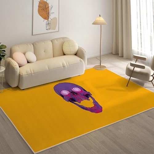 YZQGLHP Gotisch Teppich Skeleton Teppiche, Weich Kurzflor & Waschbar & rutschfest Fussmatte Innen, Easy Clean Teppichs 60x90 cm fürs Wohnzimmer, Schlafzimmer und Esszimmer von YZQGLHP