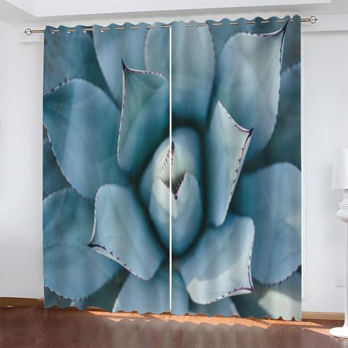 YZQGLHP Grüne Sukkulente Vorhänge, Pflanzen Gardinen, Verdunklungsvorhänge, Schallschutz Vorhang, für Sichtschutz im Wohn und Schlafzimmer, B80 x H115 cm (2er-Pack) von YZQGLHP