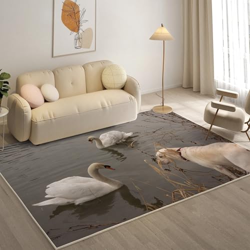 YZQGLHP Hund Teppich Schwan Teppiche, Weich Kurzflor & Waschbar & rutschfest Fussmatte Innen, Easy Clean Teppichs 100x200 cm fürs Wohnzimmer, Schlafzimmer und Esszimmer YZQGLHP Hund Teppich Schwan Teppiche, Weich Kurzflor & Waschbar & rutschfest Fussmatte Innen, Easy Clean Teppichs 100x200 cm fürs Wohnzimmer, Schlafzimmer und Esszimmer von YZQGLHP
