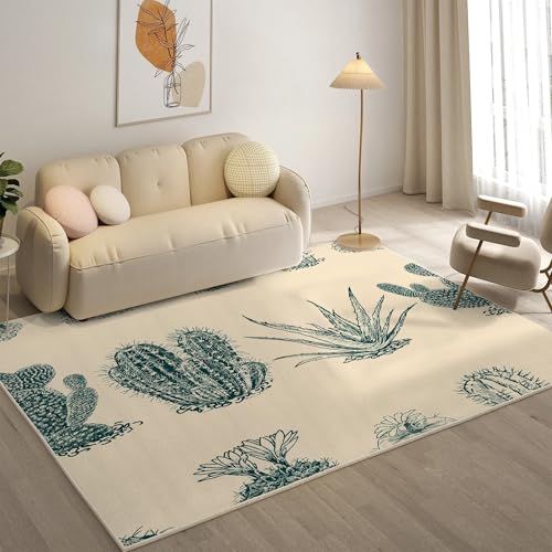 YZQGLHP Kaktus Teppich Aloe Vera Teppiche, Weich Kurzflor & Waschbar & rutschfest Fussmatte Innen, Easy Clean Teppichs 140x200 cm fürs Wohnzimmer, Schlafzimmer und Esszimmer von YZQGLHP