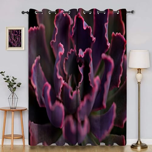 YZQGLHP Lila Blumen Vorhänge, Blumenmuster Gardinen, Verdunklungsvorhänge, Schallschutz Vorhang, für Sichtschutz im Wohn und Schlafzimmer, B117 x H183 cm (2er-Pack) von YZQGLHP