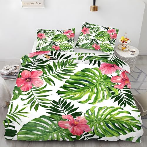 YZQGLHP Monstera BettwäSche Set Hibiskus BettwäSche 135x200, WendebettwäSche und Kissenbezug 80x80, Weiche & Angenehme & Atmungsaktive Mikrofaser BettwäSche-Sets mit ReißVerschluss YZQGLHP Monstera BettwäSche Set Hibiskus BettwäSche 135x200, WendebettwäSche und Kissenbezug 80x80, Weiche & Angenehme & Atmungsaktive Mikrofaser BettwäSche-Sets mit ReißVerschluss von YZQGLHP