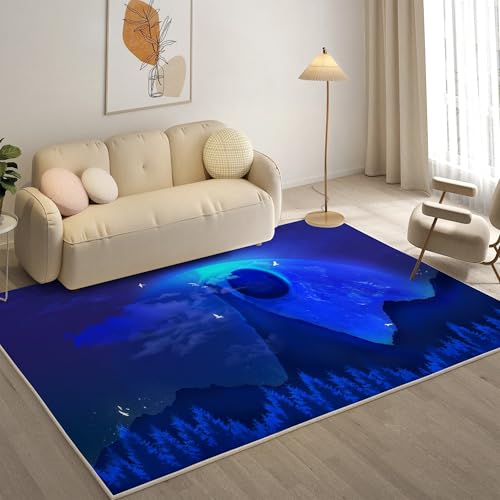 YZQGLHP Planet Teppich Wellenlinien Teppiche, Weich Kurzflor & Waschbar & rutschfest Fussmatte Innen, Easy Clean Teppichs 200x200 cm fürs Wohnzimmer, Schlafzimmer und Esszimmer von YZQGLHP