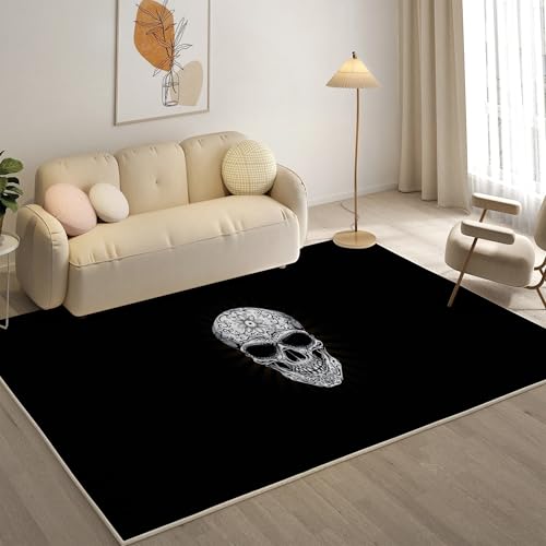 YZQGLHP Retro Teppich Skeleton Teppiche, Weich Kurzflor & Waschbar & rutschfest Fussmatte Innen, Easy Clean Teppichs 60x90 cm fürs Wohnzimmer, Schlafzimmer und Esszimmer von YZQGLHP