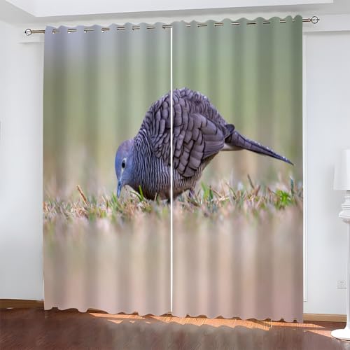 YZQGLHP Schwarzer Vogel Vorhänge, Tiere Gardinen, Verdunklungsvorhänge, Schallschutz Vorhang, für Sichtschutz im Wohn und Schlafzimmer, B75 x H166 cm (2er-Pack) von YZQGLHP
