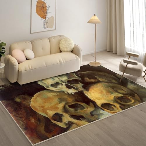 YZQGLHP Skeleton Teppich Gotisch Teppiche, Weich Kurzflor & Waschbar & rutschfest Fussmatte Innen, Easy Clean Teppichs 160x230 cm fürs Wohnzimmer, Schlafzimmer und Esszimmer von YZQGLHP
