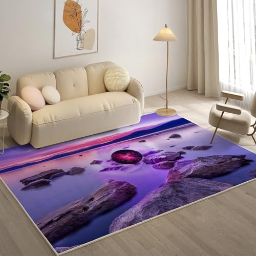 YZQGLHP Sonnenuntergang Teppich Stein Teppiche, Weich Kurzflor & Waschbar & rutschfest Fussmatte Innen, Easy Clean Teppichs 60x90 cm fürs Wohnzimmer, Schlafzimmer und Esszimmer von YZQGLHP