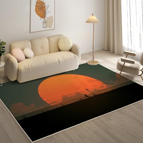 YZQGLHP Sonnenuntergang Teppich Wolken Teppiche, Weich Kurzflor & Waschbar & rutschfest Fussmatte Innen, Easy Clean Teppichs 60x90 cm fürs Wohnzimmer, Schlafzimmer und Esszimmer von YZQGLHP