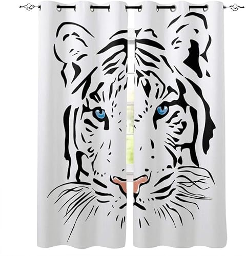 YZQGLHP Tiger Vorhänge, Tiere Gardinen, Verdunklungsvorhänge, Schallschutz Vorhang, für Sichtschutz im Wohn und Schlafzimmer, B140 X H260 cm (2er-Pack) von YZQGLHP