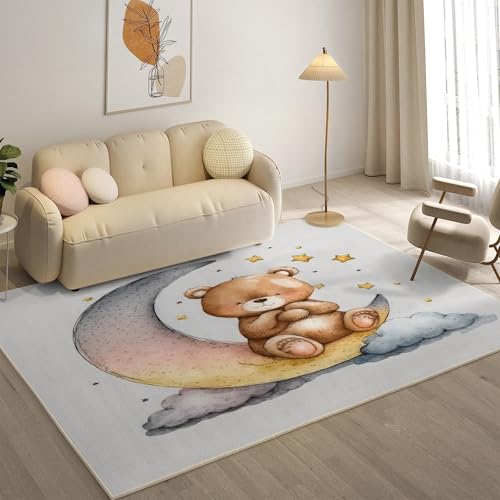 YZQGLHP Tragen Teppich Mond Teppiche, Weich Kurzflor & Waschbar & rutschfest Fussmatte Innen, Easy Clean Teppichs 60x90 cm fürs Wohnzimmer, Schlafzimmer und Esszimmer von YZQGLHP