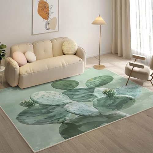 YZQGLHP Tropische Pflanzen Teppich Kaktus Teppiche, Weich Kurzflor & Waschbar & rutschfest Fussmatte Innen, Easy Clean Teppichs 120x180 cm fürs Wohnzimmer, Schlafzimmer und Esszimmer von YZQGLHP