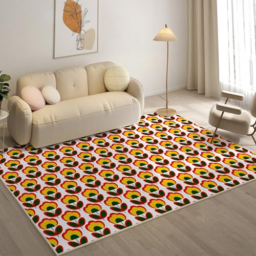 YZQGLHP Tulpe Teppich Blumen Teppiche, Weich Kurzflor & Waschbar & rutschfest Fussmatte Innen, Easy Clean Teppichs 120x180 cm fürs Wohnzimmer, Schlafzimmer und Esszimmer von YZQGLHP