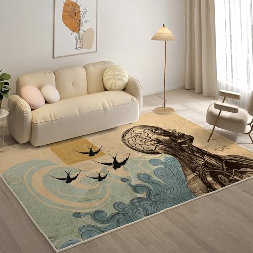 YZQGLHP Vogel Teppich SchäDel Teppiche, Weich Kurzflor & Waschbar & rutschfest Fussmatte Innen, Easy Clean Teppichs 60x90 cm fürs Wohnzimmer, Schlafzimmer und Esszimmer von YZQGLHP