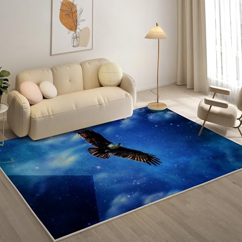 YZQGLHP Vogel Teppich Sternenhimmel Teppiche, Weich Kurzflor & Waschbar & rutschfest Fussmatte Innen, Easy Clean Teppichs 60x90 cm fürs Wohnzimmer, Schlafzimmer und Esszimmer von YZQGLHP