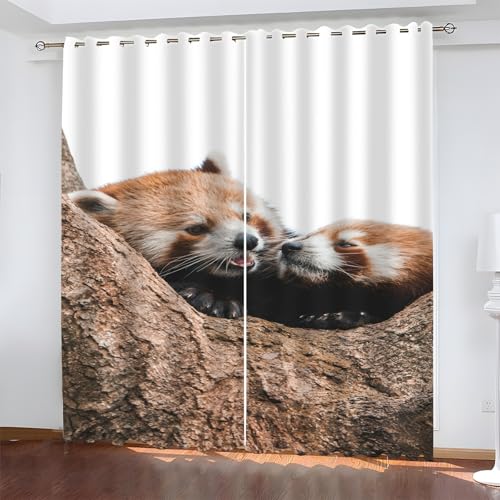YZQGLHP Waschbär Vorhänge, Tiere Gardinen, Verdunklungsvorhänge, Schallschutz Vorhang, für Sichtschutz im Wohn und Schlafzimmer, B117 x H183 cm (2er-Pack) von YZQGLHP