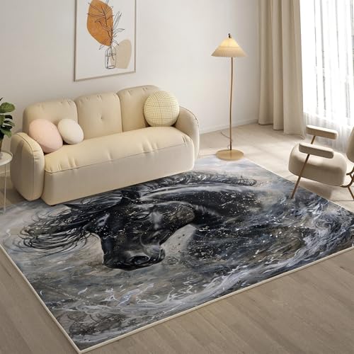 YZQGLHP Wassertropfen Teppich Arabisches Pferd Teppiche, Weich Kurzflor & Waschbar & rutschfest Fussmatte Innen, Easy Clean Teppichs 60x90 cm fürs Wohnzimmer, Schlafzimmer und Esszimmer YZQGLHP Wassertropfen Teppich Arabisches Pferd Teppiche, Weich Kurzflor & Waschbar & rutschfest Fussmatte Innen, Easy Clean Teppichs 60x90 cm fürs Wohnzimmer, Schlafzimmer und Esszimmer von YZQGLHP