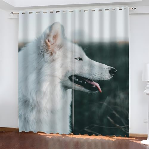YZQGLHP Weißer Fuchs Vorhänge, Pflanzen Gardinen, Verdunklungsvorhänge, Schallschutz Vorhang, für Sichtschutz im Wohn und Schlafzimmer, B140 x H200 cm (2er-Pack) von YZQGLHP