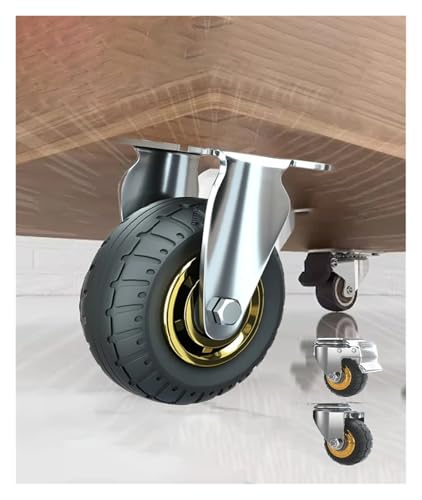 1 Stücke Lenkrollen 3/4/5 Zoll Seitenmontage Kleine Gummimöbelrollen Schwenkbare Wagenräder For Trolleyschrank(5inch brake) von YZQOZKJH