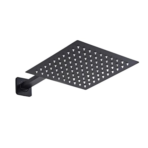 16 Zoll Badezimmer Regenduschkopf Edelstahl Regenduschkopf mit Duscharm CP-1616(16inch square black) von YZQOZKJH