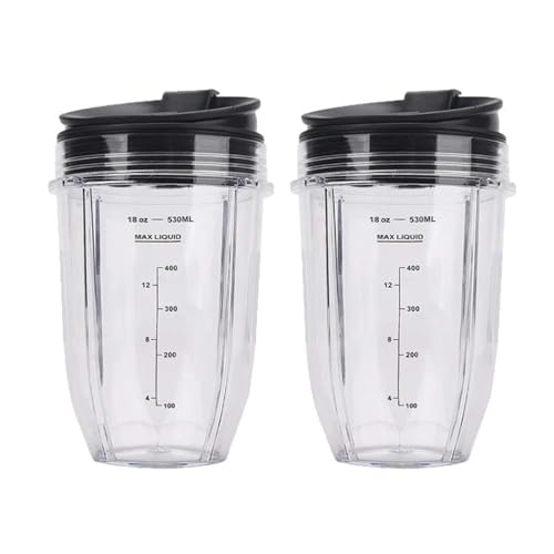 2 Stück 18 Oz Ersatz-Mixbecher Mit Deckel, Kompatibel Mit Ninja Auto IQ BL480 BL642 BL450 BL682 BL480, BL490, BL640 BL680 von YZQOZKJH