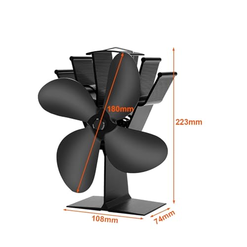 4-Blatt-Wärmebetriebener Herdventilator, Holzofen, umweltfreundlich, leiser Kamin, warmes Zuhause im Winter(Stove fan) von YZQOZKJH