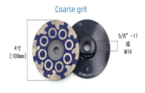 4'' Harzgefüllte Diamant-Schleifscheibe, M14 5/8"-11 Gewinde | 100 Mm Rückschraube, Beton-Granit-Schleifscheibe, Plattenwerkzeug(5 8-11 thread,Coarse grit) von YZQOZKJH