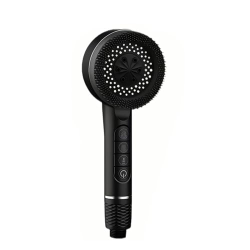 4 Modi Selbstreinigender Duschkopf Mit Silikonbürste Ein-Tasten-Stopp-Wassermassage Hochdruck-ABS-Duschkopf Mit Filter(Black 1pc) von YZQOZKJH