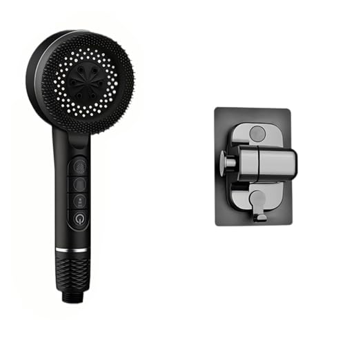 4 Modi Selbstreinigender Duschkopf Mit Silikonbürste Ein-Tasten-Stopp-Wassermassage Hochdruck-ABS-Duschkopf Mit Filter(Black Base Set) von YZQOZKJH