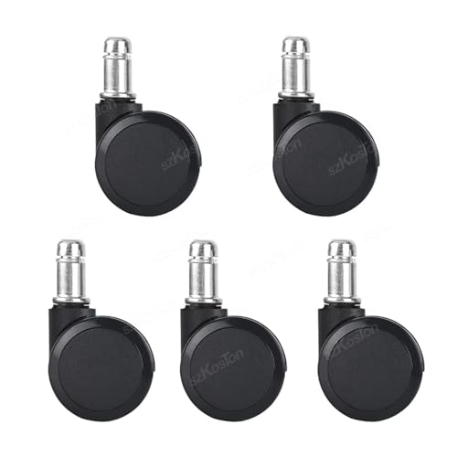 5 Pcs 2 zoll Universal Stumm Büro Stuhl Rad Caster Heavy Duty Swivel Castor Ersetzen Möbel Räder Roller Gummi Bremse DIY(5pcs-Black) von YZQOZKJH