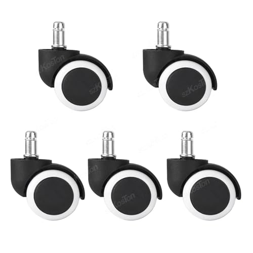 5 Pcs 2 zoll Universal Stumm Büro Stuhl Rad Caster Heavy Duty Swivel Castor Ersetzen Möbel Räder Roller Gummi Bremse DIY(5pcs-White) von YZQOZKJH