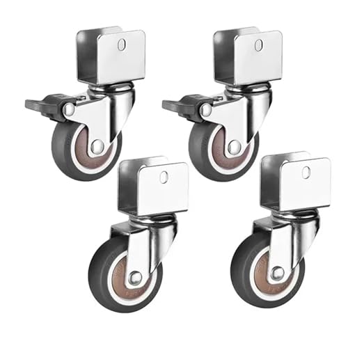 Drehbare Lenkrollen, 4 Stück, Feststell-Trägerrad, Schwenkbar Um 360 °, Möbel, Kinderbett, Bewegliche, Geräuschlose Rolle Mit Bremse(2swivel 2brake(18mm),2 inch) von YZQOZKJH