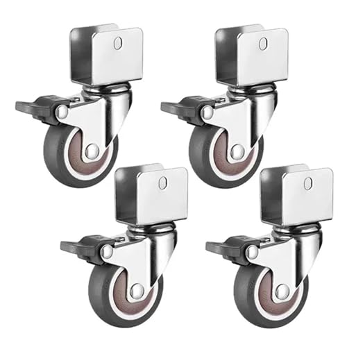 Drehbare Lenkrollen, 4 Stück, Feststell-Trägerrad, Schwenkbar Um 360 °, Möbel, Kinderbett, Bewegliche, Geräuschlose Rolle Mit Bremse(4 brake(16mm),1.5 Inch) von YZQOZKJH