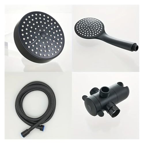 Große Düse Und Handbrause, Zwei-in-Eins-Set, Langer Schlauch, Dreiwege-Wasserverteiler, Badezimmer Komplett, Zubehör(Black) von YZQOZKJH