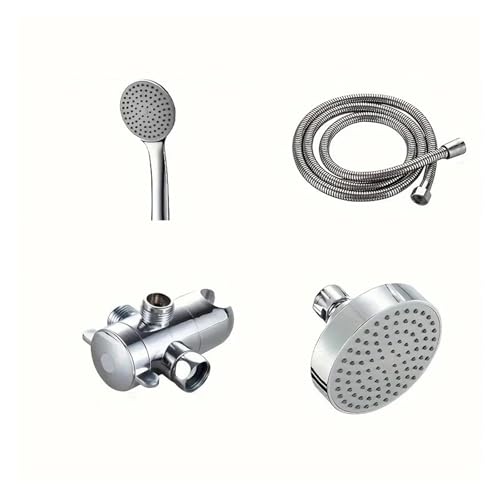 Große Düse Und Handbrause, Zwei-in-Eins-Set, Langer Schlauch, Dreiwege-Wasserverteiler, Badezimmer Komplett, Zubehör(Chrome) von YZQOZKJH