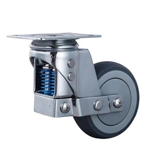 Hochleistungs-Lenkrolle Mit 3,0 Cm, 4, 5 Zoll Und Doppelfedern, Drehbare Lenkrolle, Gefederter Stoßdämpfer, Flache Radbremse(4 Inches Universal) von YZQOZKJH