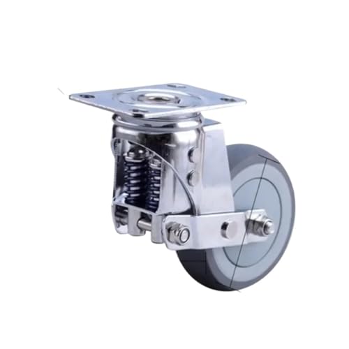 Hochleistungs-Lenkrolle Mit 3,0 Cm, 4, 5 Zoll Und Doppelfedern, Drehbare Lenkrolle, Gefederter Stoßdämpfer, Flache Radbremse(4 Universal Brake) von YZQOZKJH