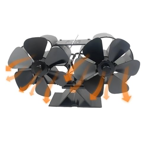 Holzofenventilator, Wärmebetrieben, Mit Zwei Geräuscharmen Motoren, 6 Flügeln, Nicht Elektrisch Aktivierter Kamin Mit Halterung Und Magnetischem Thermo(With Thermometer) von YZQOZKJH