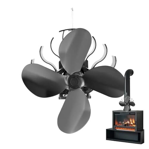 Kaminventilator, ohne Strom, Holzofen, wärmebetrieben, leise, for den Innenbereich, Heim-Holzbrenner, Pelletrohr, Winter(4 leaves) von YZQOZKJH