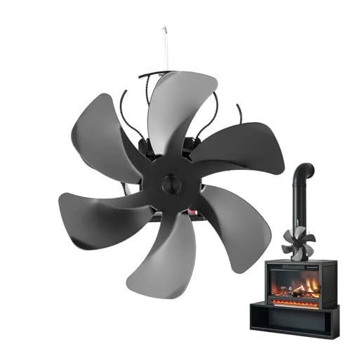 Kaminventilator, ohne Strom, Holzofen, wärmebetrieben, leise, for den Innenbereich, Heim-Holzbrenner, Pelletrohr, Winter(6 leaves) von YZQOZKJH