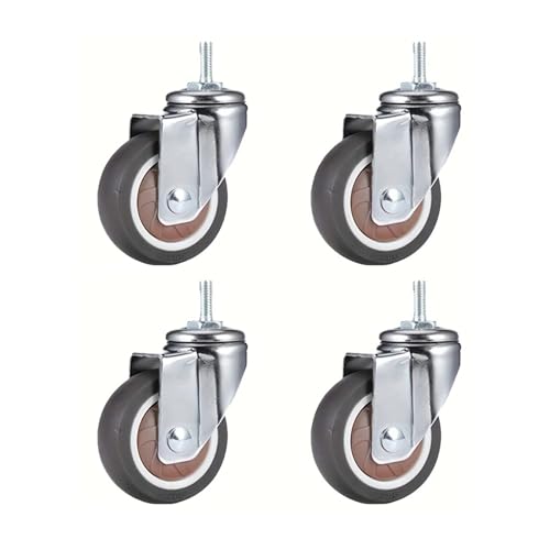Lenkrollen mit TPR-Schraubenhebel, Universal-Lenkrollen mit M6/M8-Gewindestangen for Wagen, Möbelwagen(S-4 Universal,1.0 Inch) von YZQOZKJH