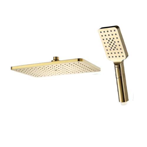 Schwarz Golden Dusche Kopf Regen Wasserhahn Große Fluss ABS Handbrause Zubehör(Golden Color) von YZQOZKJH