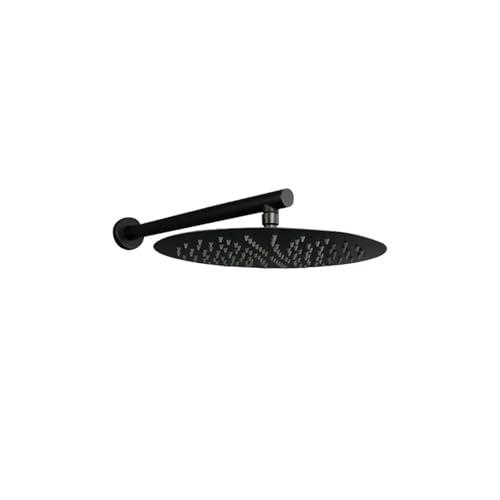 Weiß Schwarz Gold 8/10 Zoll Edelstahl Ultradünne Wasserfall-Duschköpfe Regenduschkopf Regen Quadratisch Rund(Black Round Wall,10 inch 250mm) von YZQOZKJH