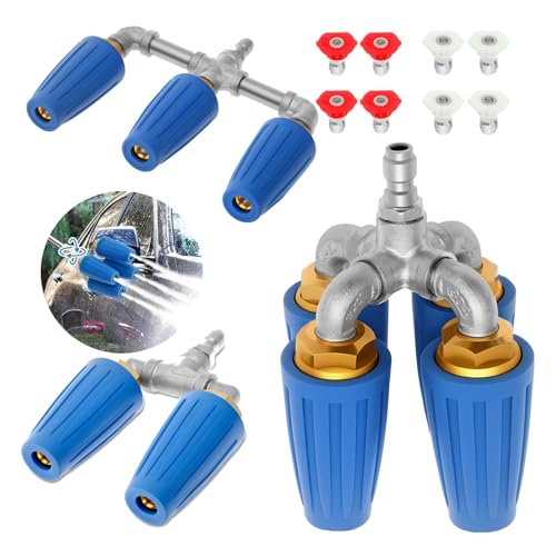 YZQOZKJH 4-in-1-Turbodüse, 2.0-Öffnung, Vierfach-Turbodüse, 360° drehbare Hochdruckreinigerspitze, 4000 PSI mit 1/4-Zoll-Schnellanschluss(Quadruple Nozzle) von YZQOZKJH